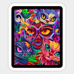 Abstract Cat Sticker